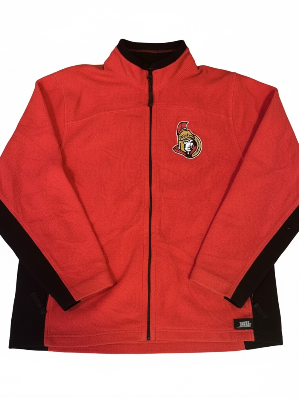 Y2K NHL Ottawa Senators Embroidered Red & Black Cozy Fleece 1/4 Zip Sweater